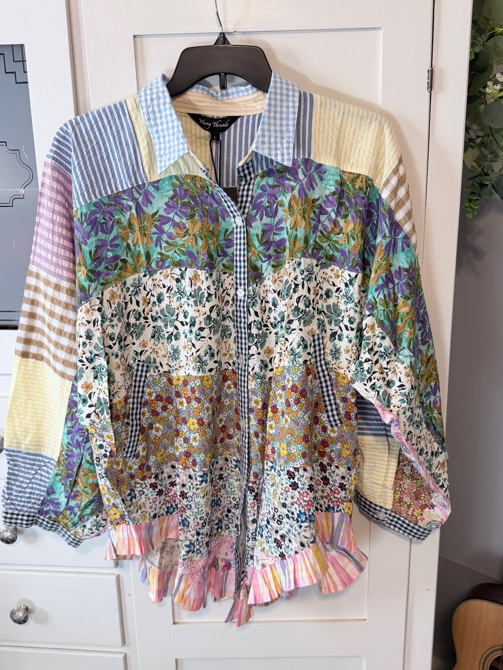Young Threads Patchwork Floral top- Multicolor